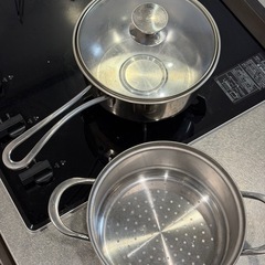 ステンレス二段蒸し鍋（ガラス蓋付き）の画像