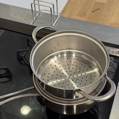 ステンレス二段蒸し鍋（ガラス蓋付き）の画像