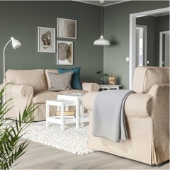 イケヤ　EKTORP エークトルプ 2人掛けソファ、キランダ ライトベージュの画像