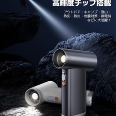【新品未使用】① 高速ファン PRO モデル 9000mAh 大容量バッテリー 4 段階風速調整 13 枚アルミニウムファンブレード 多機能 LED 懐中電灯付き 手持ち式 スポーツ・キャンプ・日常使用対応 Type-C 充電 (白)の画像