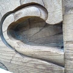 ② 建造物の一部 部材 彫刻 木製 レトロ 横幅 約85cm 厚み 約5.2cm 中古 苫小牧西店の画像