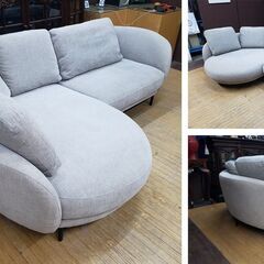 K6　IDC大塚家具　カウチソファセット「ニーデ」バーセルベージュの画像