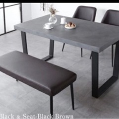 グレーモルタル調ダイニングテーブル✨　140x80の画像