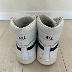 ASICS GEL ハイカットスニーカー 26cm（HL7W4）ホワイト×ブラック レザーモデルの画像