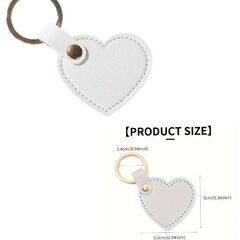 レザー調/ハートデザインキーホルダー（新品）ホワイトの画像