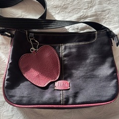 ZAZA ショルダーバッグ 黒　　りんごチャームの画像