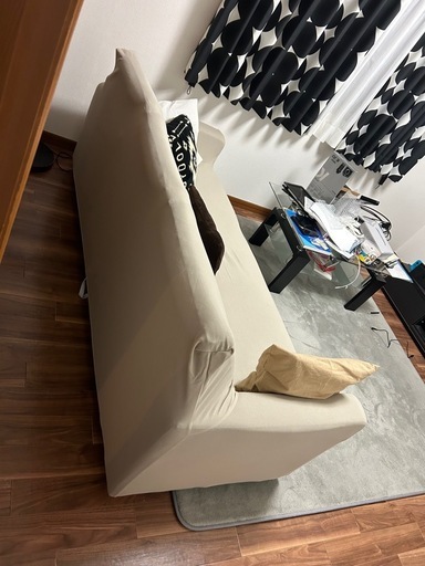 LOWYA ソファー　ネイビー　カウチなし　ベージュのカバー付き