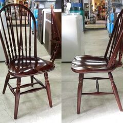 秋田木工 ウィンザーチェア 2脚セット ペア ハイバッグ ダイニングチェア 椅子 イス アンティーク ヴィンテージ 新道東店の画像