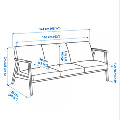 IKEA エーケネーセット 3人掛けソファ（ライトベージュ）／南堀江手渡し限定の画像