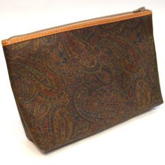 i santi イサンティ イタリア製 ペイズリー柄 PVC クラッチバッグの画像