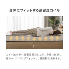 ダブルマットレス ポケットコイルマットレス ブラック ダブル ポケットコイル 低反発マットレス 低反発 ベッドマットレスの画像