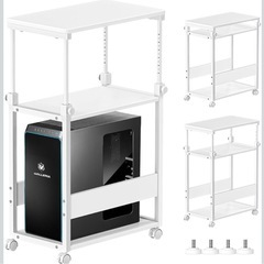 パソコンワゴン　白　昇降式pcラックの画像