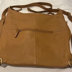 Earブラウンレザー 2way リュック/ショルダー フリンジ付きの画像