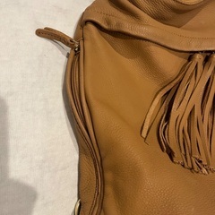 Earブラウンレザー 2way リュック/ショルダー フリンジ付きの画像