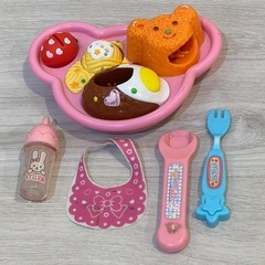 メルちゃん キッズプレート ミルク　エプロン付きセット ままごと 知育 ごっこ遊びの画像