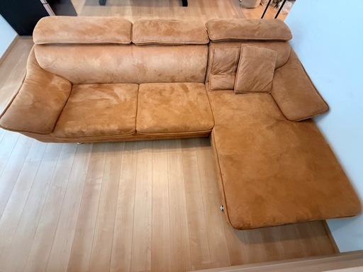 【早い者勝ち！期間限定値下げ！】購入時13万円！L字 カウチソファ キャメルブラウン 広々タイプ 引取限定