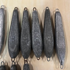未使用含む中古品 船釣り用 シンカー オモリ 鉛 まとめて およそ11.0Kg 70号〜200号 片カン 両カン 胴付 流星 他 ③の画像