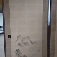 🔴山口市、旧家に有った山水画の襖ふすま4枚¥10000🔴表裏で異なる景色🔴現状の画像