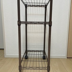 ドウシシャ ルミナスカラーラック ブラウン スリムスチールラック3（LCR45-3BR）の画像