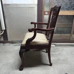 アームチェア 木製 アンティーク調 ハイバック 椅子 チェアの画像