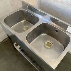 アズマ ステンレス製 2槽シンク W900×D450×H800 厨房 厨房機器 店舗 店舗用品 ステンレスシンク 流し台 シンク 中段あり Y2401の画像