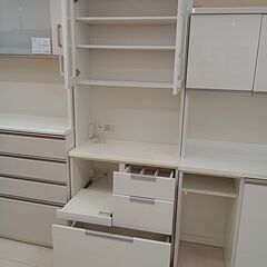 リユースのサカイ栃木店★ジモティ割あり★ NITORI 食器棚 ホワイト W80×D42×H200 クリーニング済み TC11515の画像