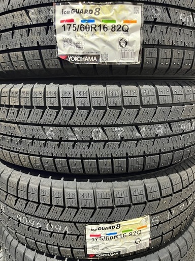 新商品！25年製！175/60R16ヨコハマタイヤスタッドレスタイヤiceGUARD8 iG80新品4本消費税、作業代、廃タイヤ代、全て込み99000円！xb等に
