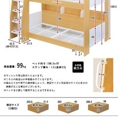 宮付き コンパクト 二段ベッド Flam(フラム) の画像