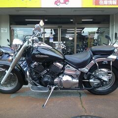NO.5564　ヤマハ　ドラッグスター４００クラシック　ＶＨ０１Ｊ　スラッシュカットマフラー　リヤボックス付き　サイドバックサポート付き　ブラック　☆彡の画像