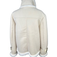 新品★レディースアウター★ライダースジャケット★L★アイボリー色★あったかコートの画像