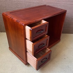 欅玉杢のキャスター付き収納　 木製の収納棚　昭和レトロの画像