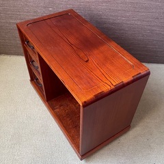 欅玉杢のキャスター付き収納　 木製の収納棚　昭和レトロの画像