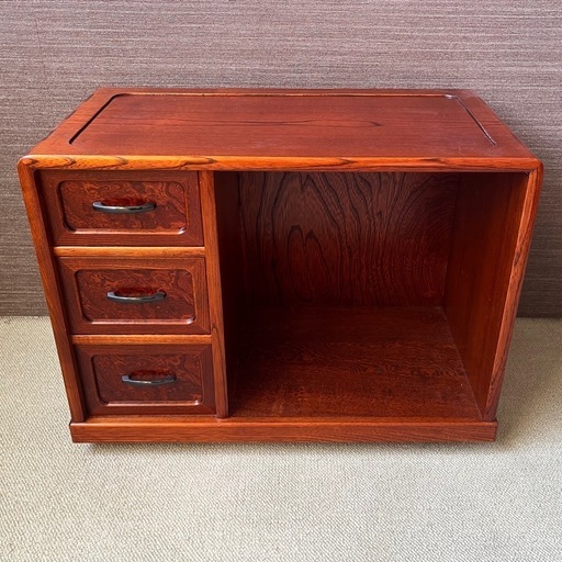 欅玉杢のキャスター付き収納　 木製の収納棚　昭和レトロ