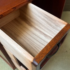 欅玉杢のキャスター付き収納　 木製の収納棚　昭和レトロの画像