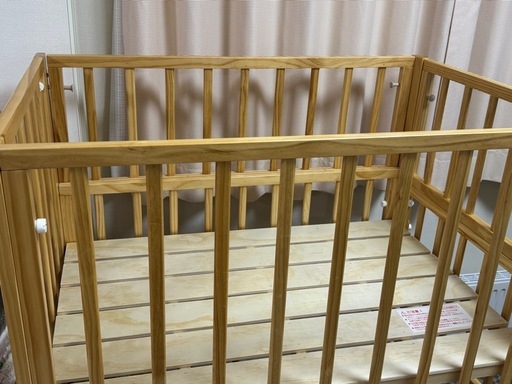 Yamatoya 大和屋 ミニサイズベビーベッド トール Wオープン ミニベビーベッド 幅102cm 奥行き67cm 高さ120cm 床板高さ変更可能