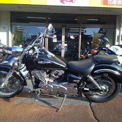 NO.5566　ドラッグスター２５０（ＶＧ０２Ｊ）　空冷４サイクルＶツインエンジン　ショートフラットスラッシュカットマフラー　ブラック　☆彡の画像