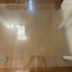 あずま工芸  ガラステーブル　ダイニング5点セット 合成皮革椅子 白　合皮　中古の画像