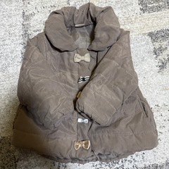 プティマインリボン付きブラウン中綿 アウターの画像