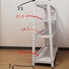 カントリー調 木製棚 (ピュアホワイト)の画像