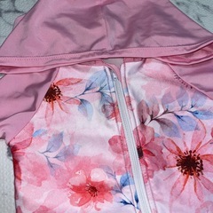 フード付き花柄ベビー水着(女の子) 2-3歳の画像