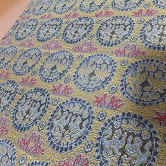 木製　座椅子　昭和レトロ　曲げ木　飛鳥刺繍　ゴールド　高品質の画像