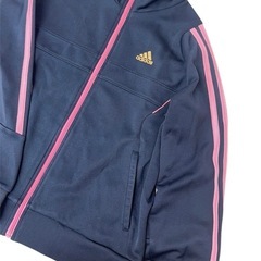 adidas アディダス ジャージ 上下 セット 140cm ネイビー ピンクの画像