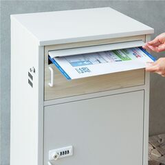 【新品未開封】処分価格 半額以下 宅配ボックス ポスト一体型 バルトロ グレージュ/ホワイト木目カラーの画像