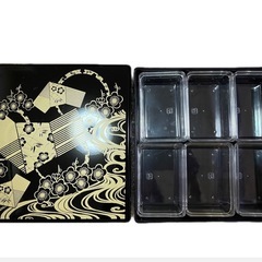 おせち料理箱、和風デザイン 2段重箱 仕切り付きの画像