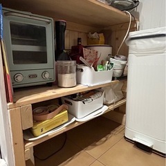 キッチンカウンター収納　木製の画像