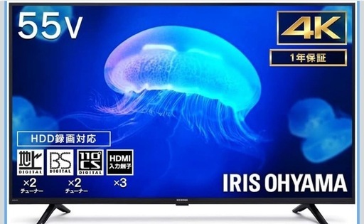 (決まりました！)アイリスオーヤマ 55V型 4K対応 液晶 テレビ 55UB10P 2021年モデル Wチューナー 裏番組同時録画 外付けHDD録画対応