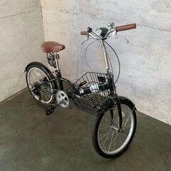 折りたたみ自転車 FL206LL-37-BK ブラック 美品 鍵付き ライト付き 動作確認済 自転車 カゴ付き Y2402の画像