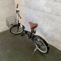 折りたたみ自転車 FL206LL-37-BK ブラック 美品 鍵付き ライト付き 動作確認済 自転車 カゴ付き Y2402の画像