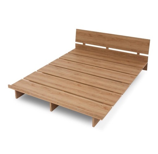 LOWYA木目調ベッドフレーム　ダブル