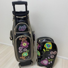 【美品】 MU SPORTS（エムユースポーツ）ゴルフキャディバッグ フード付きの画像